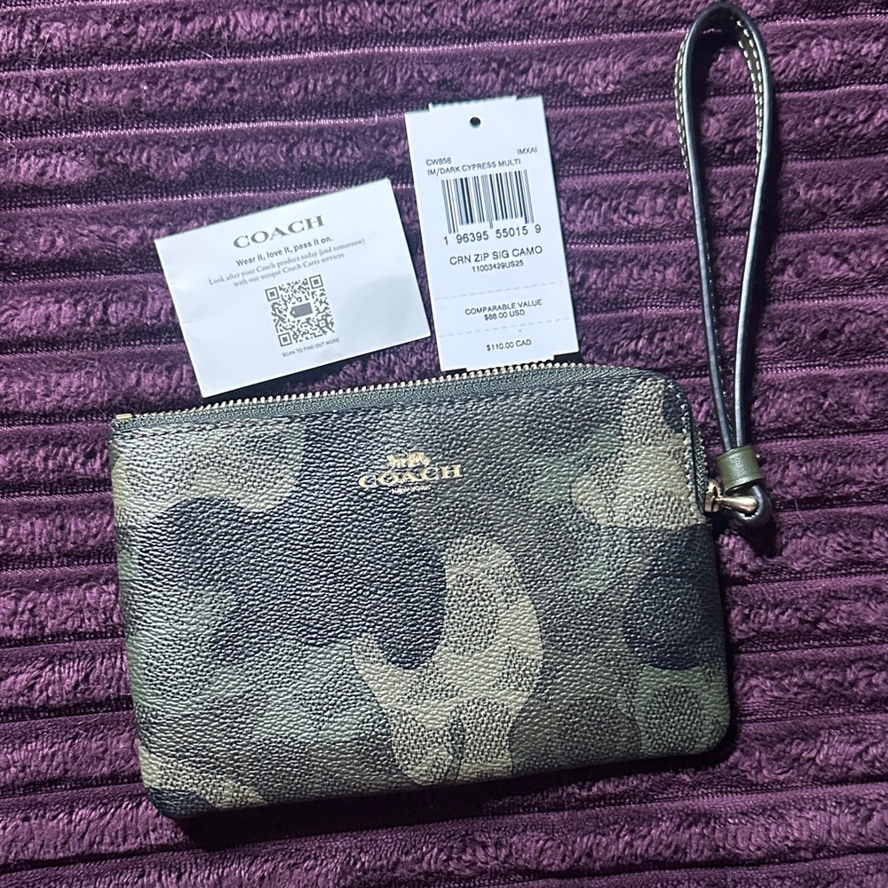 Coach Green Camouflage Wristlet